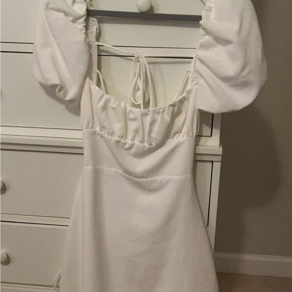 Zara Backless White Mini Dress with Puff Sleeves - Picture 3 of 3